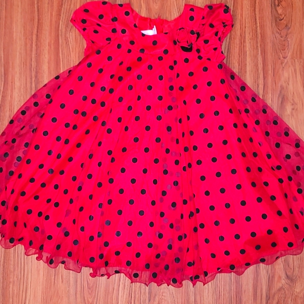 New no tags red dress with black velvet pokla dots  Sz 6 - Picture 4 of 10